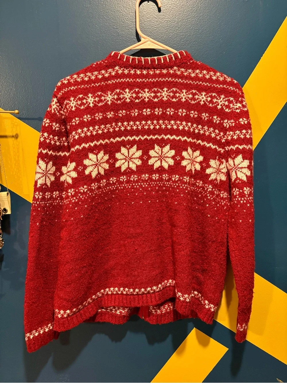 Croft & Barrow Red & White Snowflake & Polar Bear Silk & Wool Blend Sweater EUC